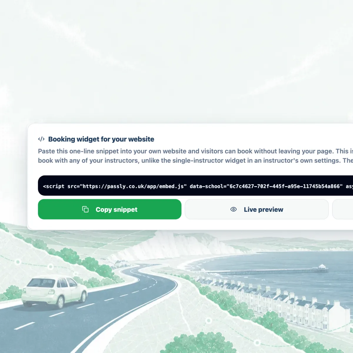 The one line script tag a school pastes into its own website