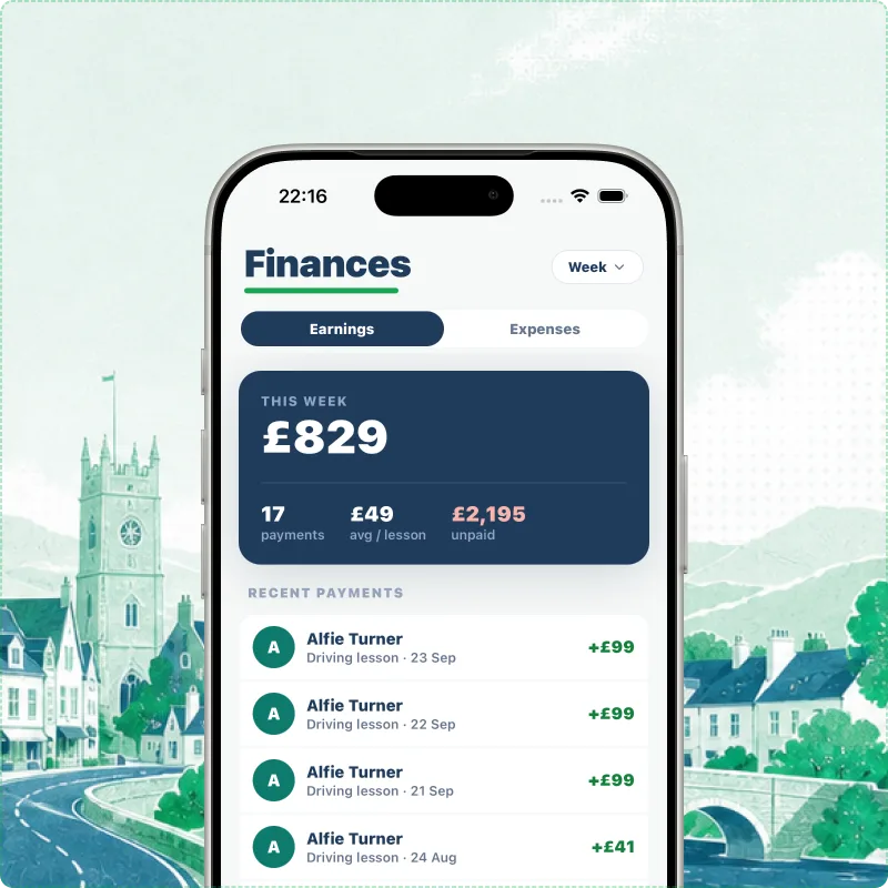Driving instructor earnings and payments summary in Passly